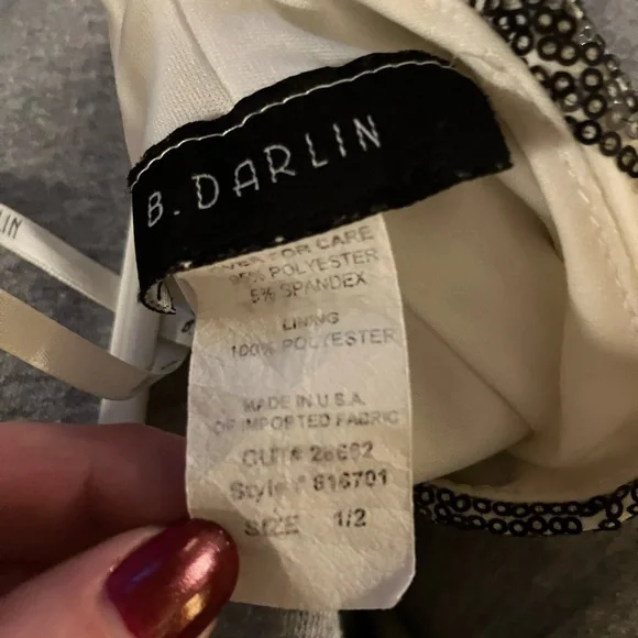 B Darlin One Shoulder Black and White Dress - Picture 2 of 3